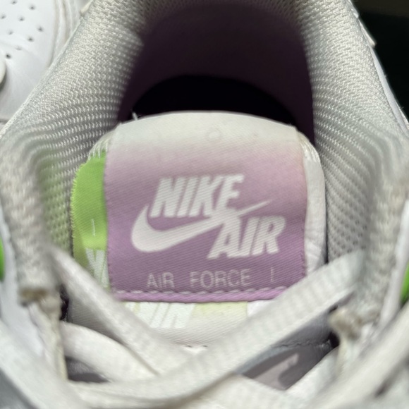 Nike Air Force 1, women’s size 7, purple/green accents - Picture 2 of 6